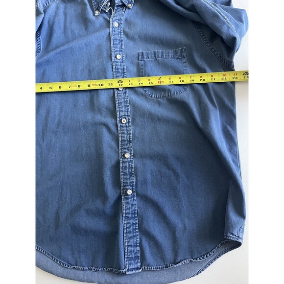 Vtg LANDS END Denim Jean Light Blue Chambray Casual Button Down Shirt 16.5 Large - Picture 6 of 12